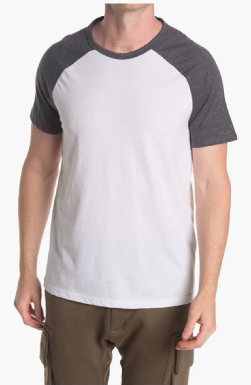 ABOUND Men's Raglan Baseball T-shirt XS White Grey Crewneck Short Sleeve NWOT